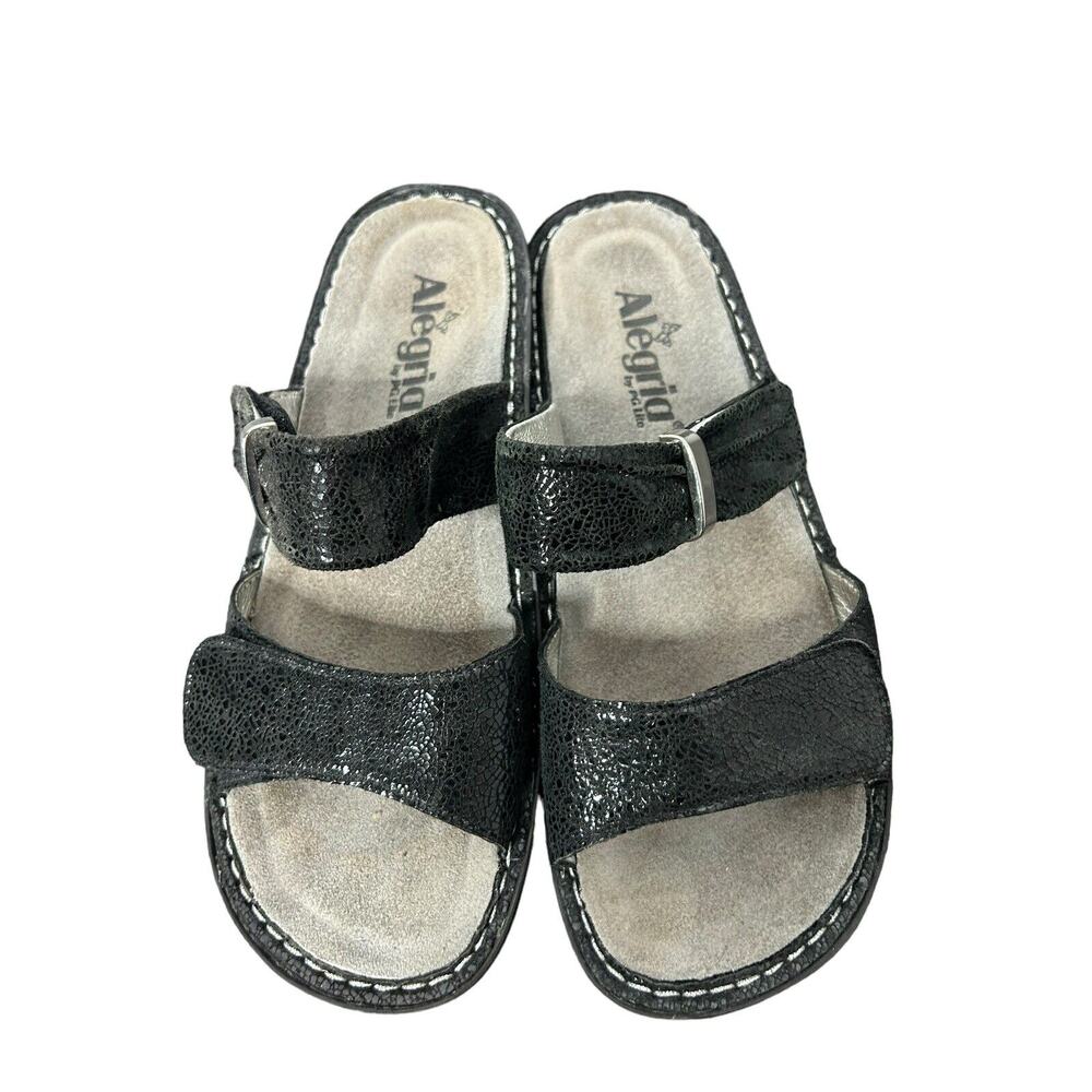 ALEGRIA KAR-237 ADJUSTABLE STRAP ORTHOTIC SANDALS SNAKE PATENT LEATHER EU37‎ US7